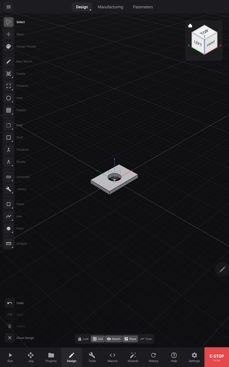 The same profile extruded 12 mm into a solid