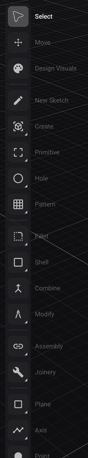 The Design tool rail