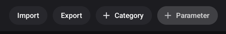 The Parameters tab's Import and Export — the export that exists today