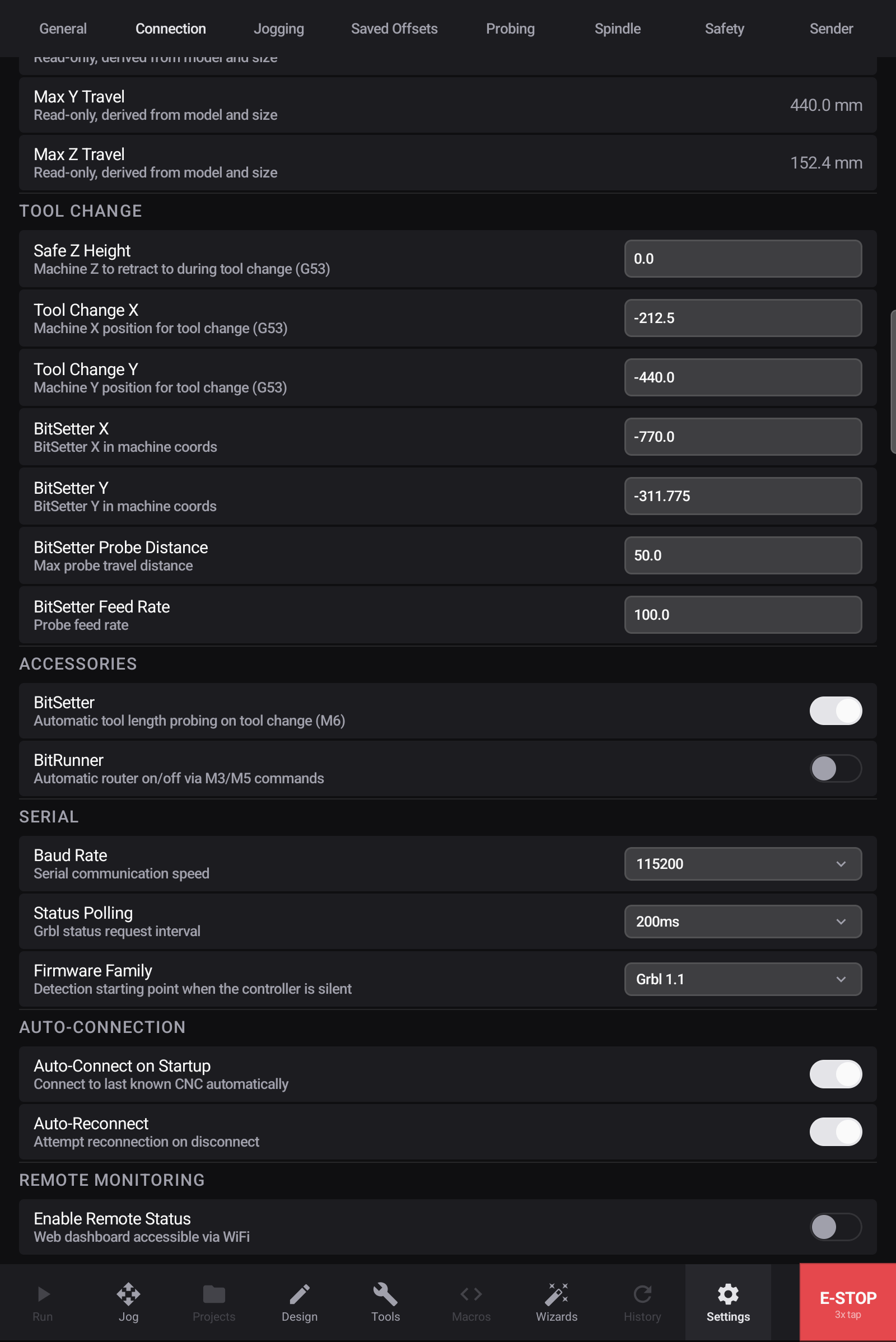 The Connection tab