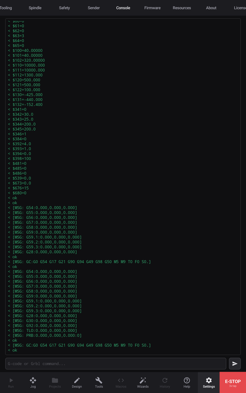 The Console tab