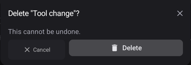 The delete confirmation