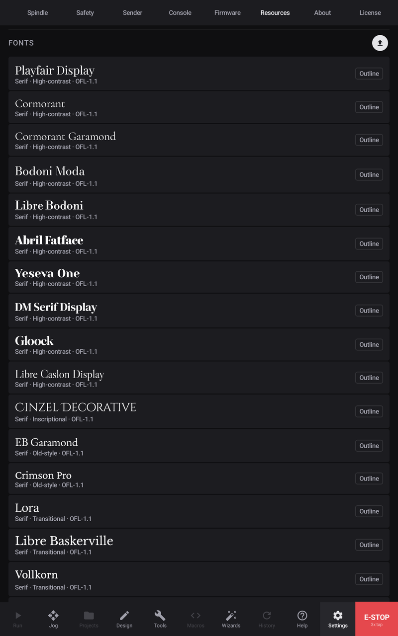 The Resources tab