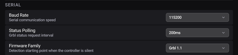Serial settings